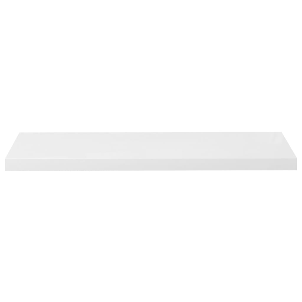 Flytende vegghyller 2 stk høyglans hvit 90x23,5x3,8 cm MDF