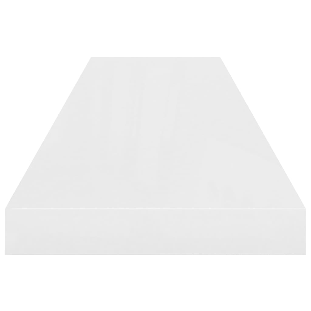 Flytende vegghyller 2 stk høyglans hvit 90x23,5x3,8 cm MDF
