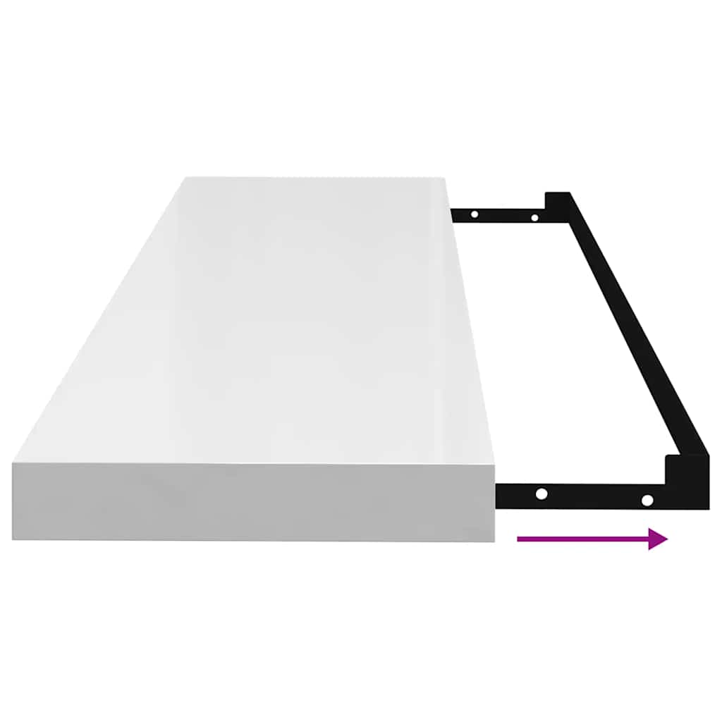 Flytende vegghyller 4 stk høyglans hvit 90x23,5x3,8 cm MDF