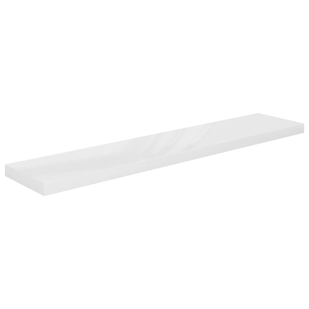 Flytende vegghylle høyglans hvit 120x23,5x3,8 cm MDF