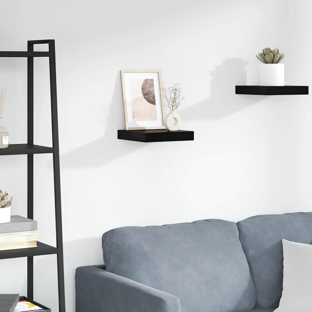 Flytende vegghylle høyglans svart 23x23,5x3,8 cm MDF