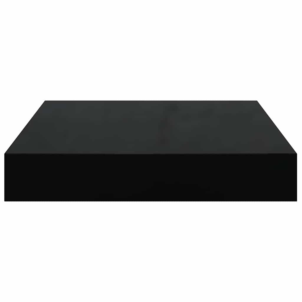 Flytende vegghyller 2 stk høyglans svart 23x23,5x3,8 cm MDF
