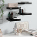 Flytende vegghyller 4 stk høyglans svart 23x23,5x3,8 cm MDF