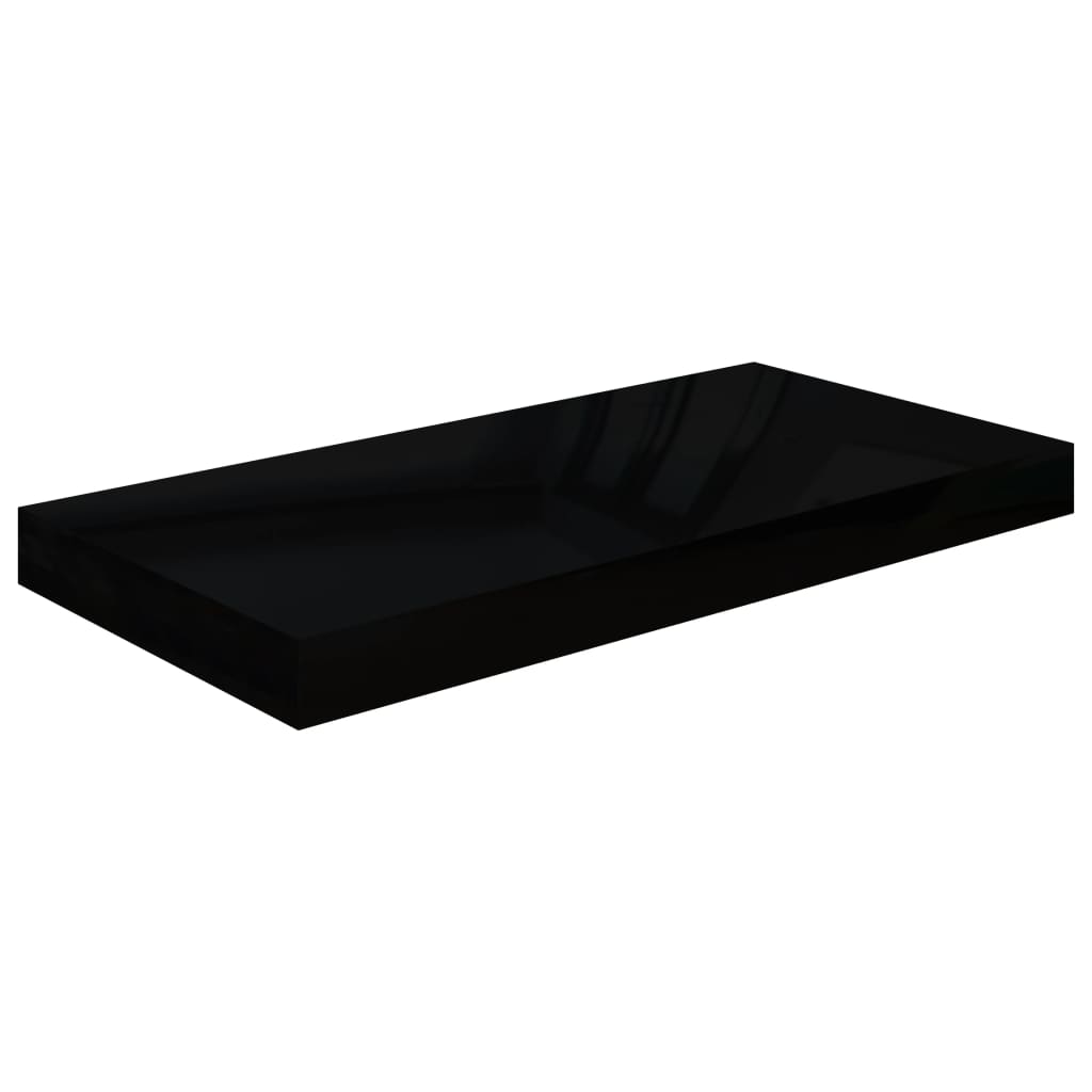 Flytende vegghylle høyglans svart 50x23,5x3,8 cm MDF