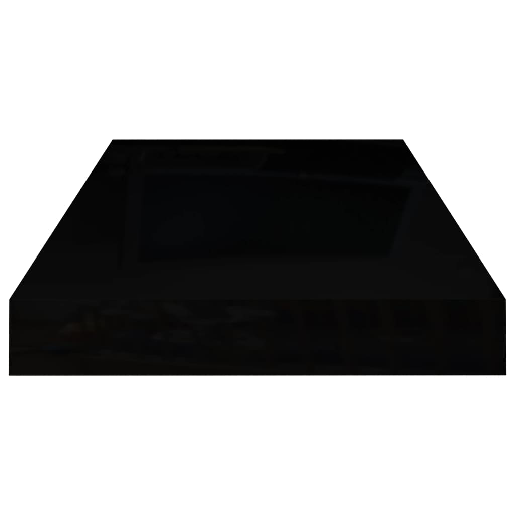 Flytende vegghyller 2 stk høyglans svart 50x23x3,8 cm MDF