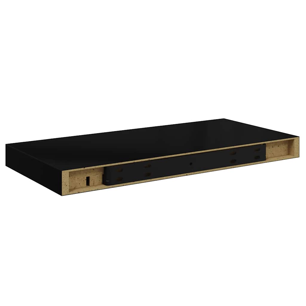 Flytende vegghyller 4 stk høyglans svart 50x23x3,8 cm MDF vidaXL