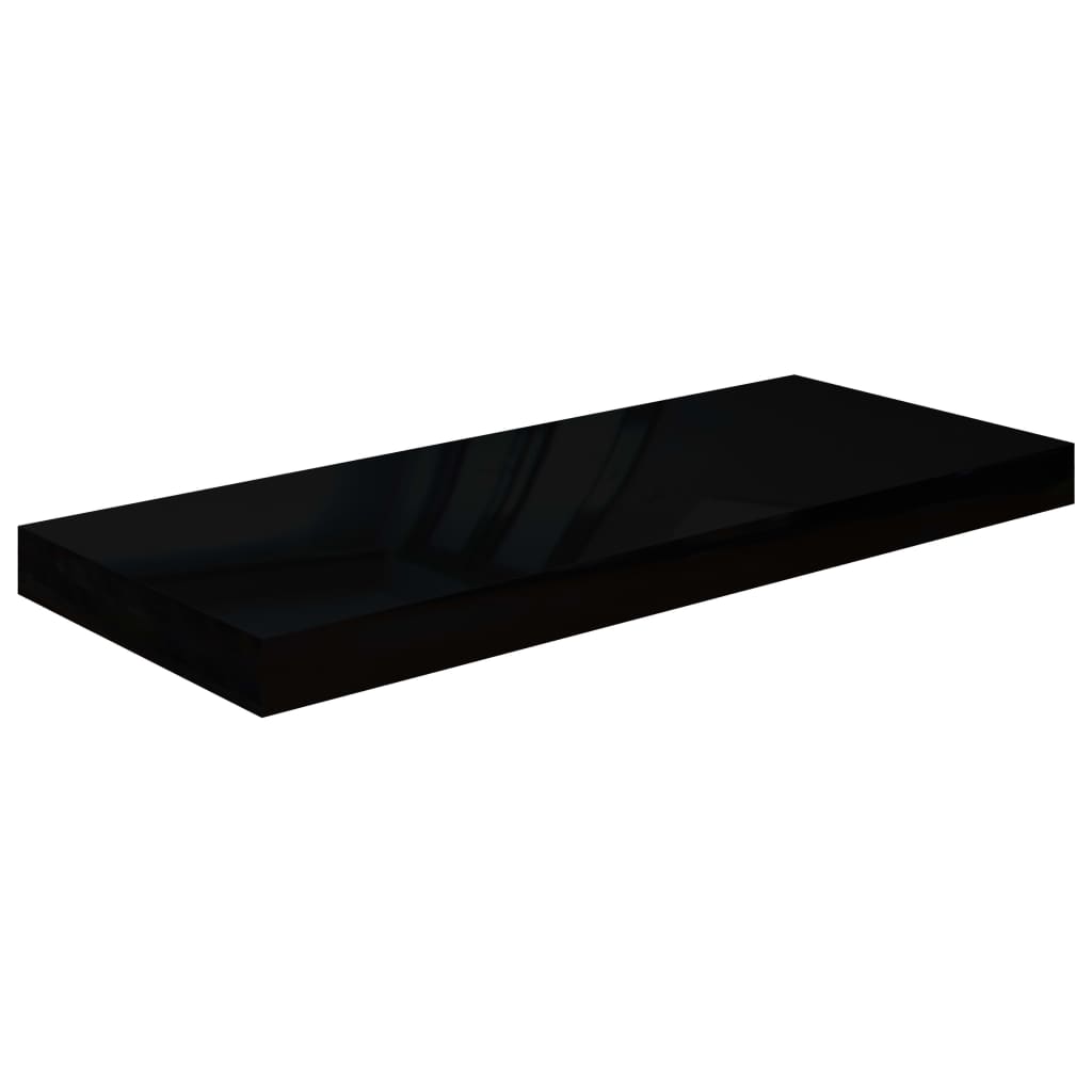 Flytende vegghylle høyglans svart 60x23,5x3,8 cm MDF