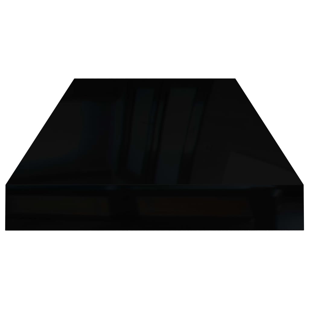 Flytende vegghylle høyglans svart 60x23,5x3,8 cm MDF