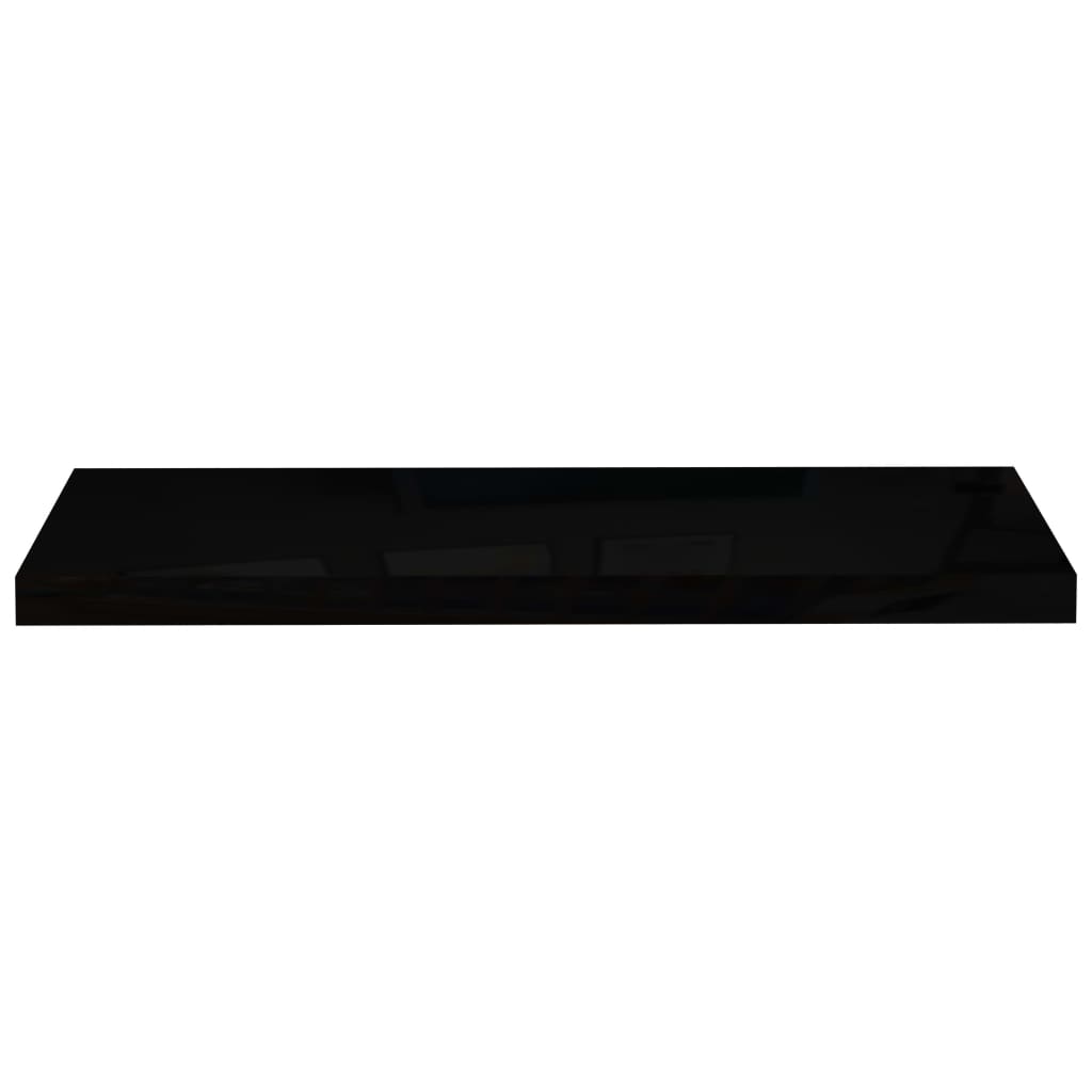 Flytende vegghyller 2 stk høyglans svart 80x23,5x3,8 cm MDF