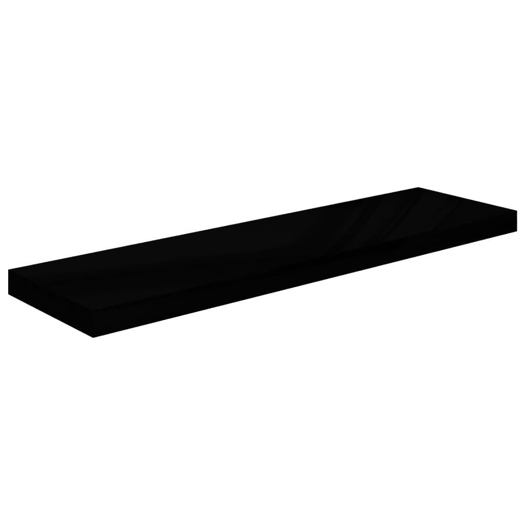 Flytende vegghylle høyglans svart 90x23,5x3,8 cm MDF