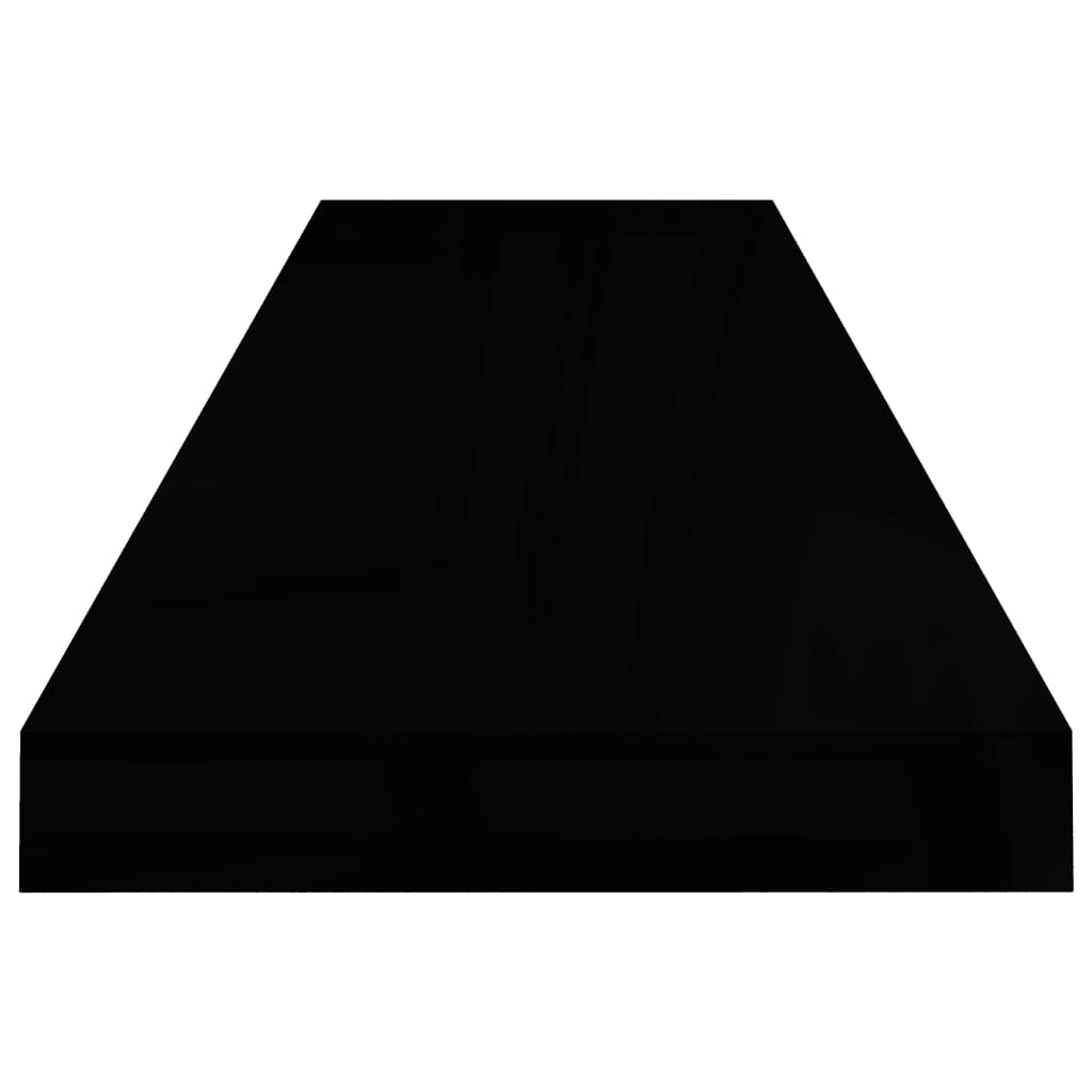 Flytende vegghylle høyglans svart 90x23,5x3,8 cm MDF