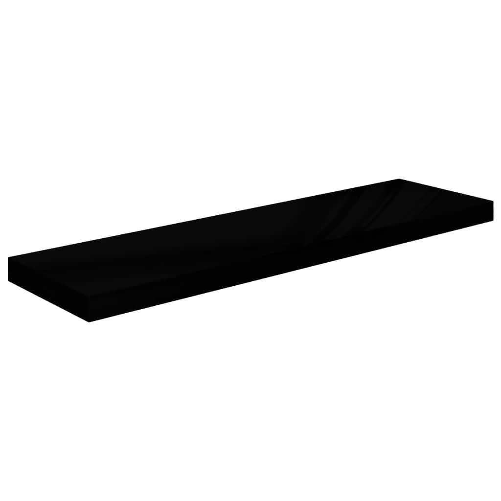 Flytende vegghyller 2 stk høyglans svart 90x23,5x3,8 cm MDF