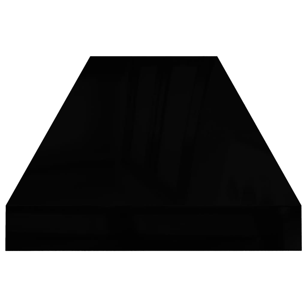 Flytende vegghyller 4 stk høyglans svart 90x23,5x3,8 cm MDF