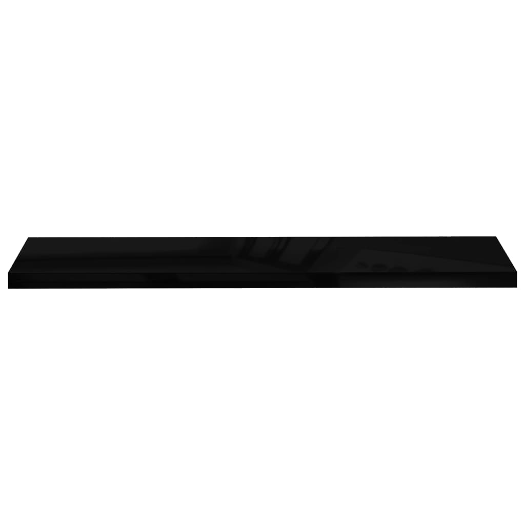 Flytende vegghyller 2 stk høyglans svart 120x23,5x3,8 cm MDF