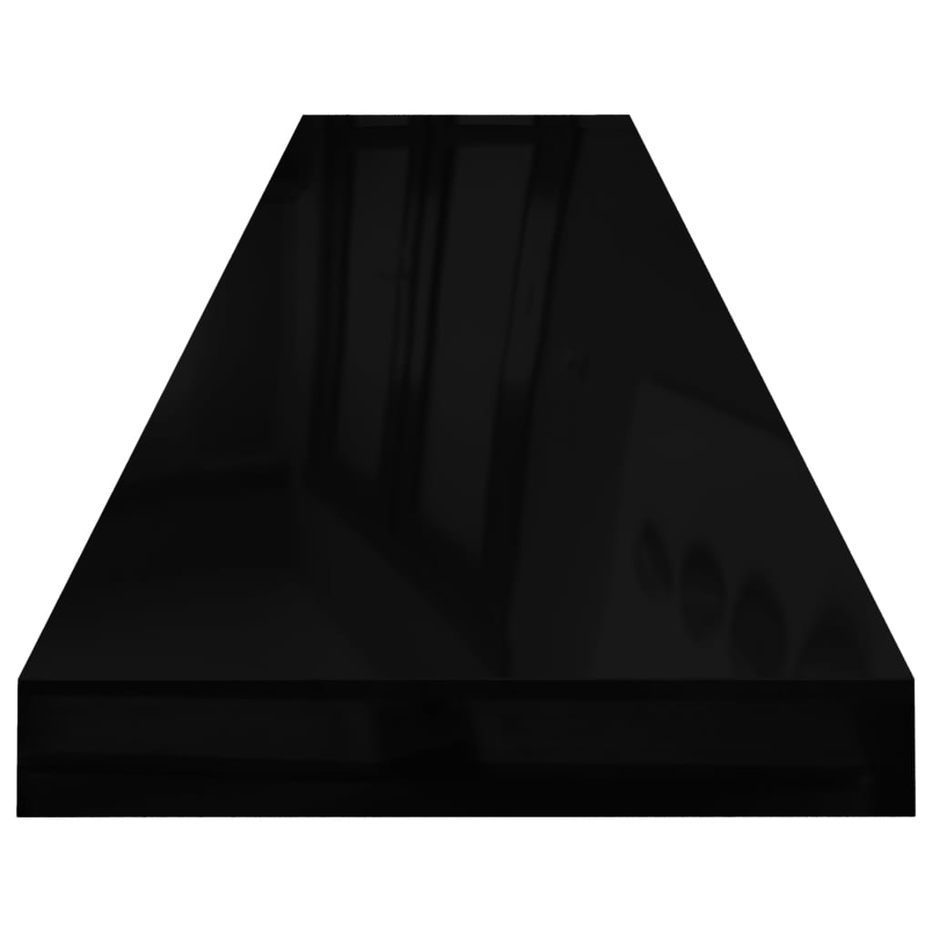 Flytende vegghyller 2 stk høyglans svart 120x23,5x3,8 cm MDF