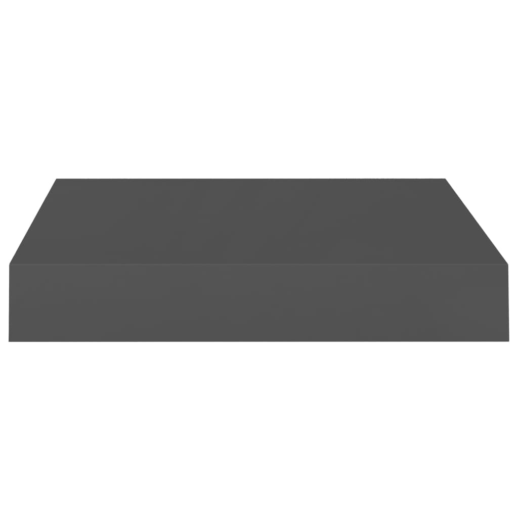 Flytende vegghyller 2 stk høyglans grå 23x23,5x3,8 cm MDF