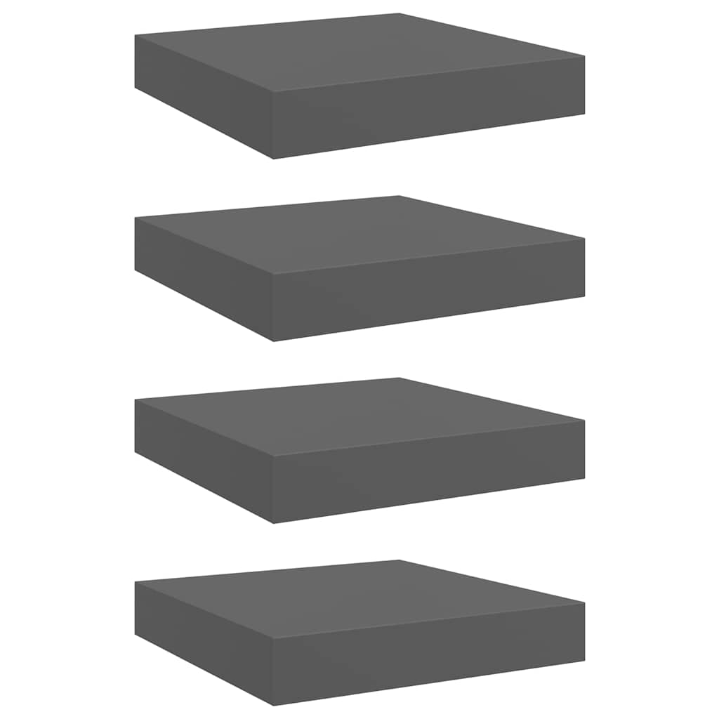 Flytende vegghyller 4 stk høyglans grå 23x23,5x3,8 cm MDF vidaXL