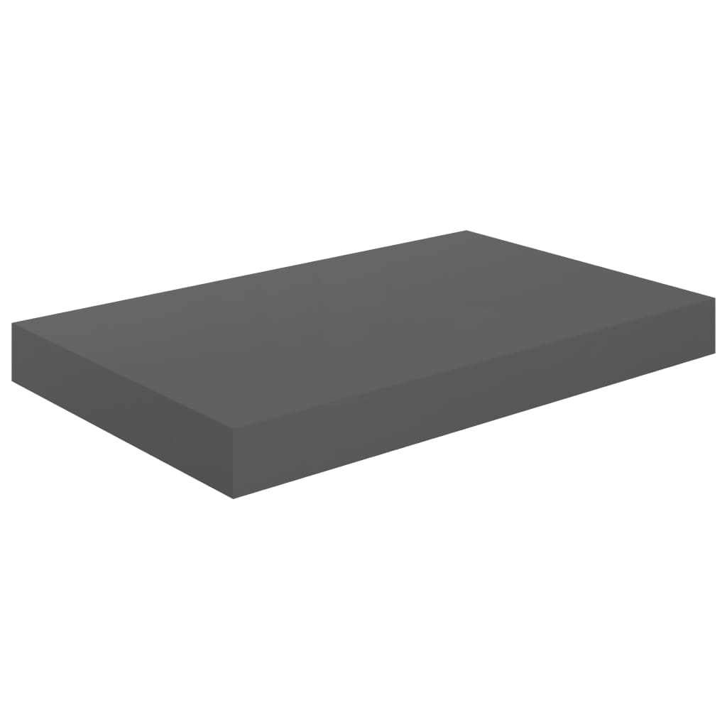 Flytende vegghylle høyglans grå 40x23,5x3,8 cm MDF
