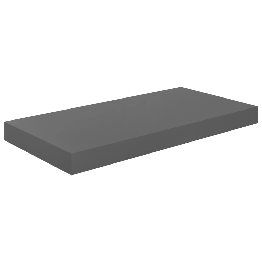 Flytende vegghyller 2 stk høyglans grå 50x23,5x3,8 cm MDF