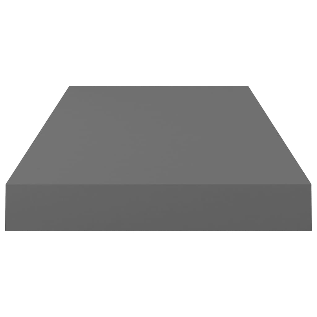 Flytende vegghyller 2 stk høyglans grå 50x23x3,8 cm MDF