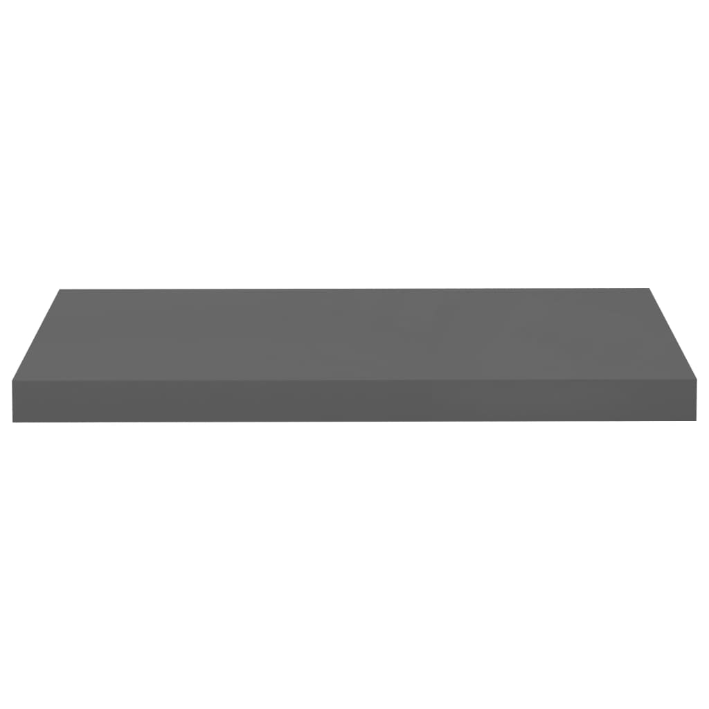 Flytende vegghyller 2 stk høyglans grå 60x23,5x3,8 cm MDF