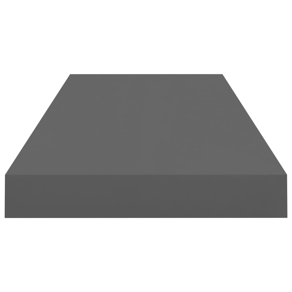Flytende vegghyller 2 stk høyglans grå 60x23,5x3,8 cm MDF