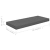 Flytende vegghyller 2 stk høyglans grå 60x23,5x3,8 cm MDF