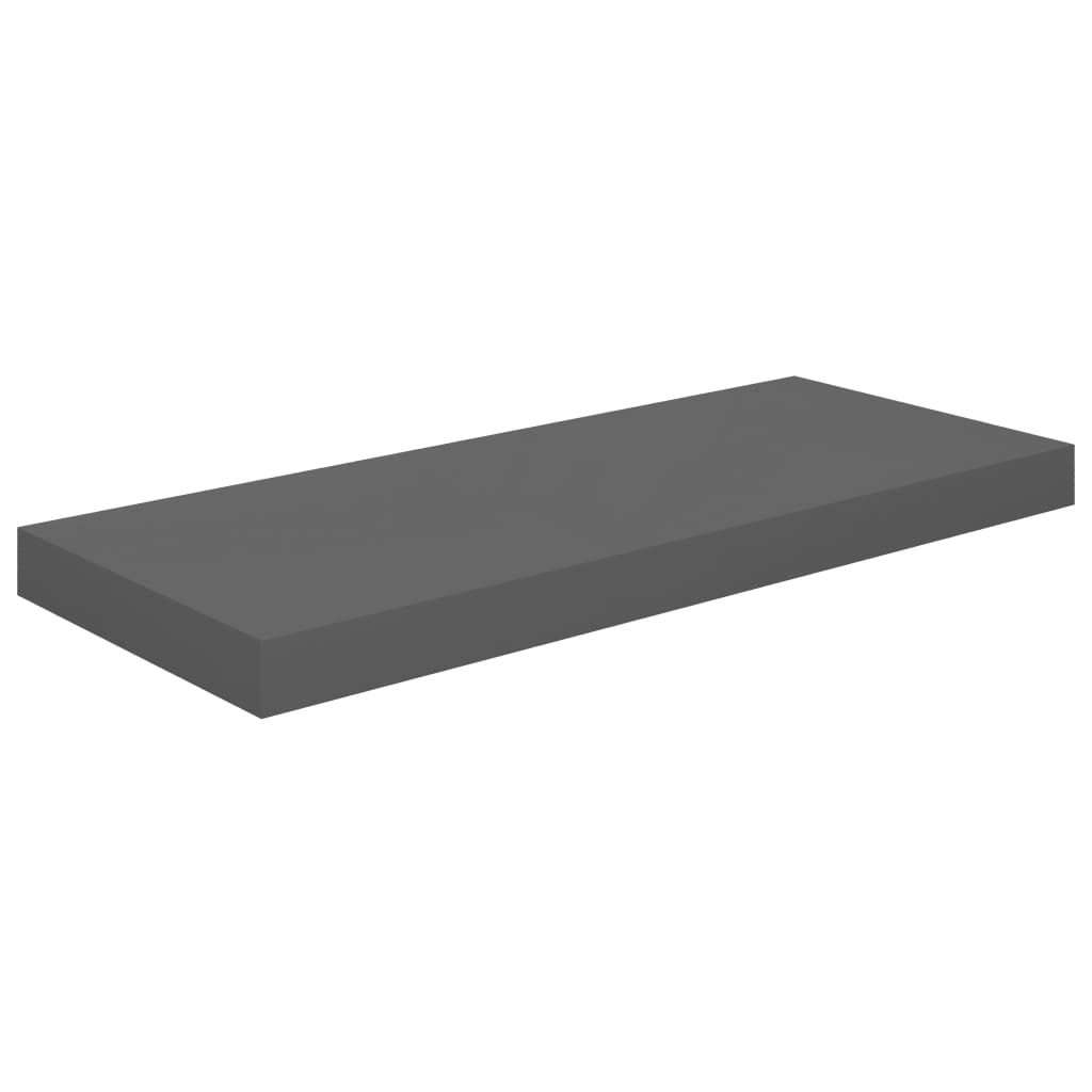 Flytende vegghyller 4 stk høyglans grå 60x23,5x3,8 cm MDF