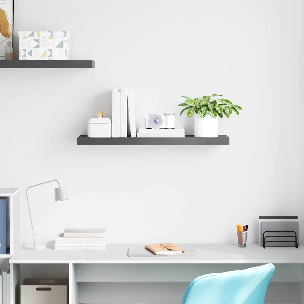 Flytende vegghylle høyglans grå 80x23,5x3,8 cm MDF vidaXL
