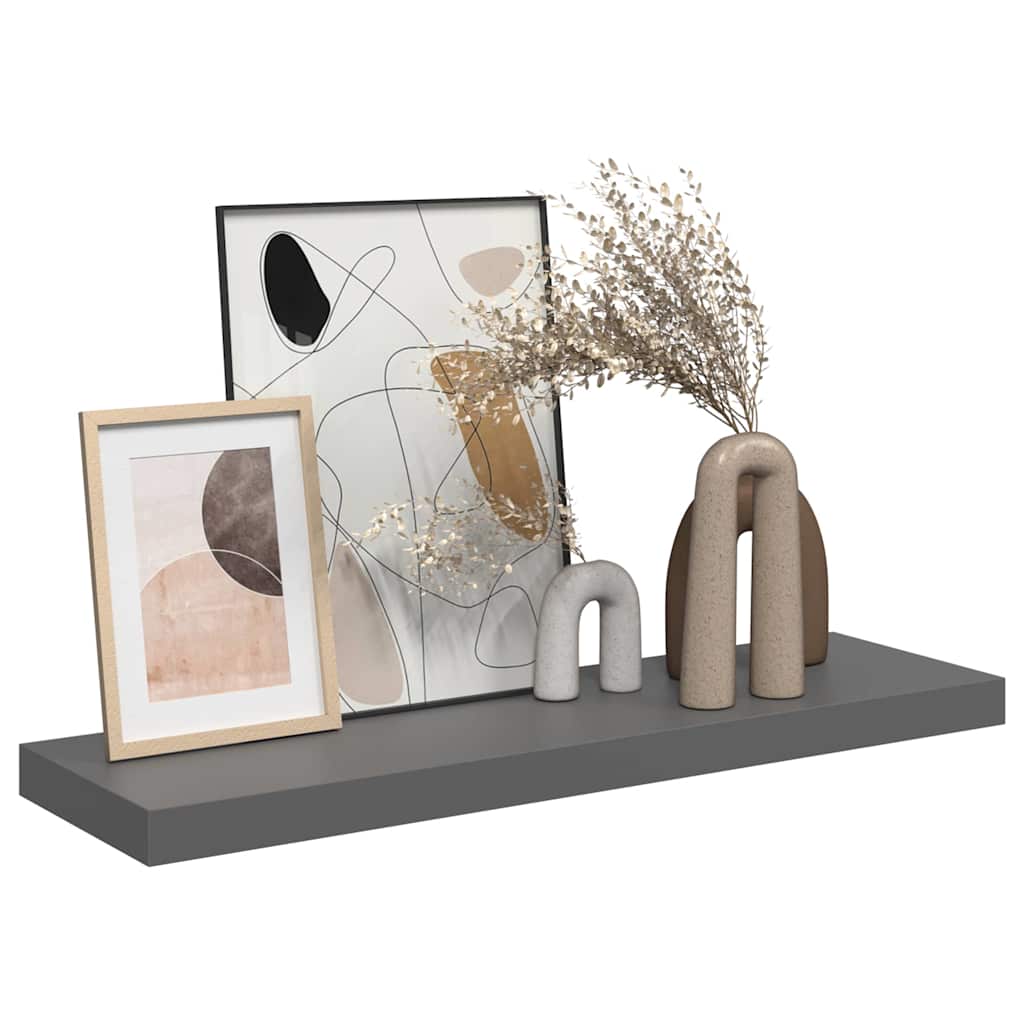 Flytende vegghylle høyglans grå 80x23,5x3,8 cm MDF vidaXL