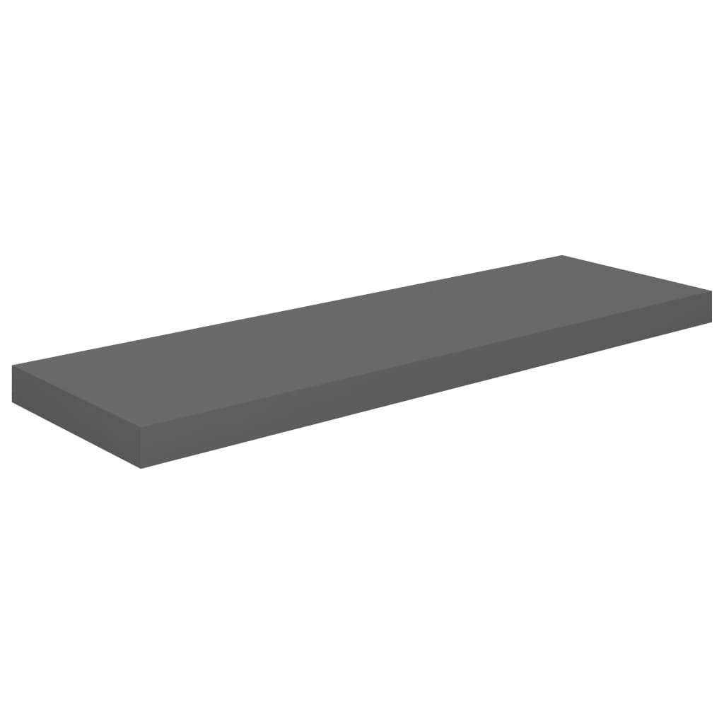 Flytende vegghyller 2 stk høyglans grå 80x23,5x3,8 cm MDF