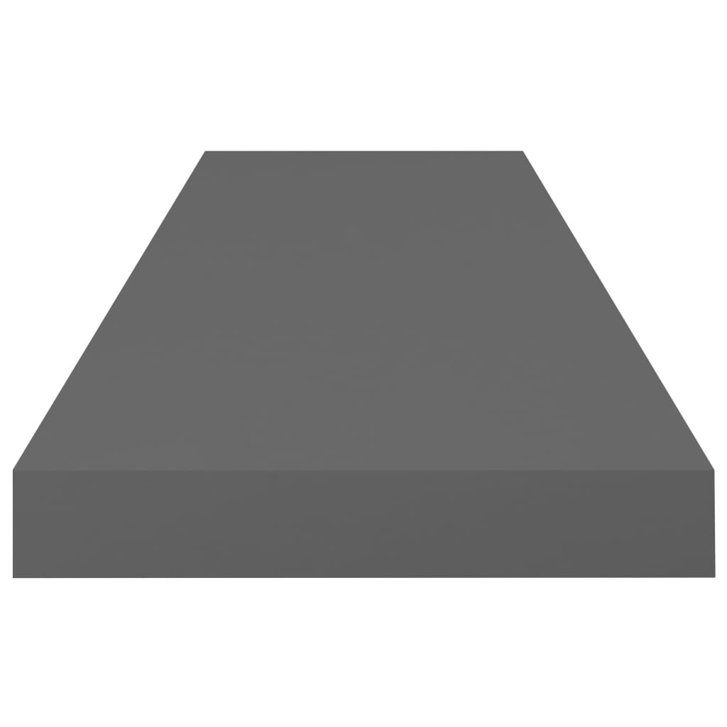 Flytende vegghyller 2 stk høyglans grå 80x23,5x3,8 cm MDF