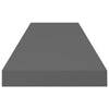 Flytende vegghyller 2 stk høyglans grå 80x23,5x3,8 cm MDF