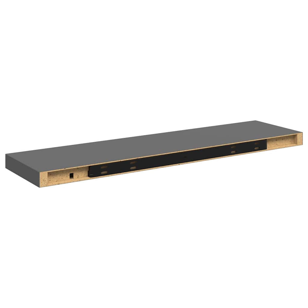 Flytende vegghyller 4 stk høyglans grå 90x23,5x3,8 cm MDF vidaXL