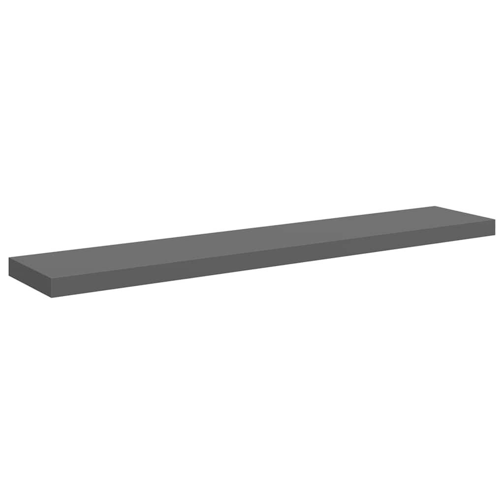 Flytende vegghylle høyglans grå 120x23,5x3,8 cm MDF