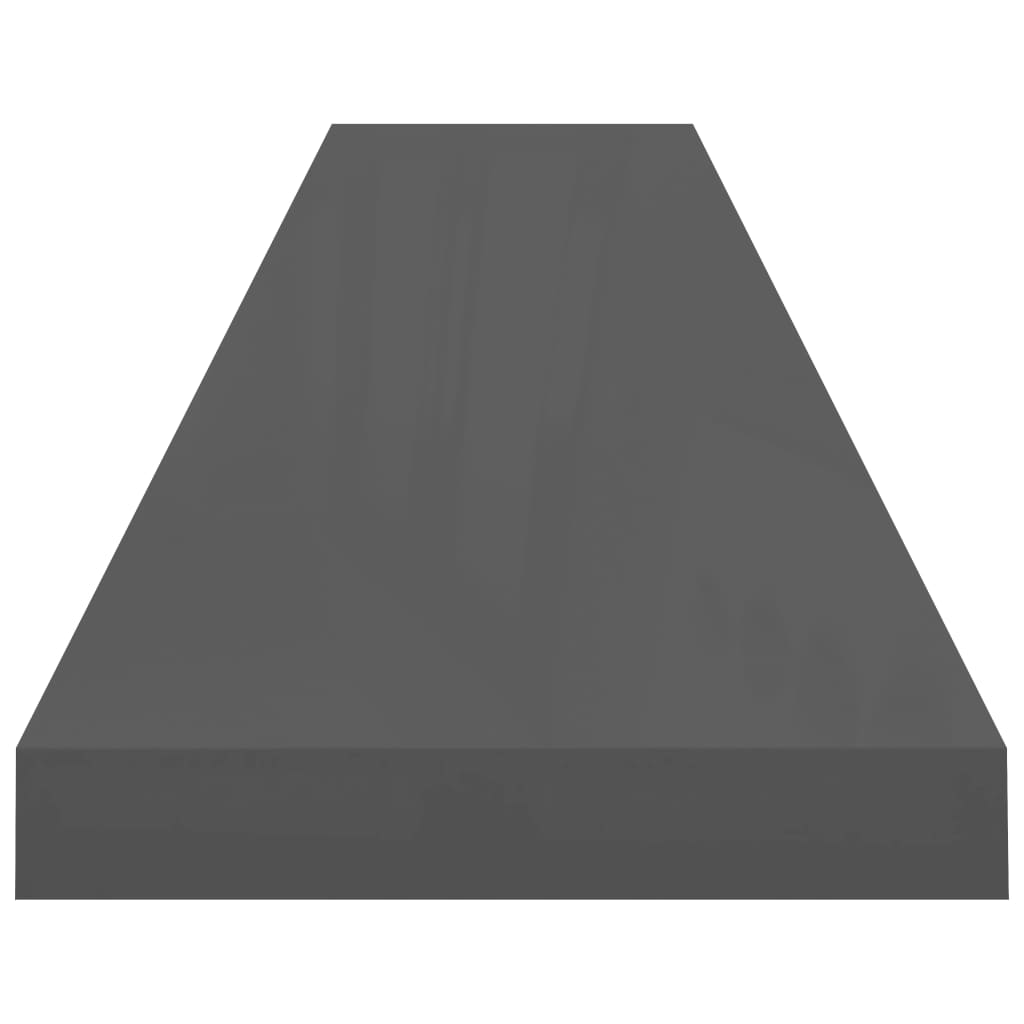 Flytende vegghyller 2 stk høyglans grå 120x23,5x3,8 cm MDF