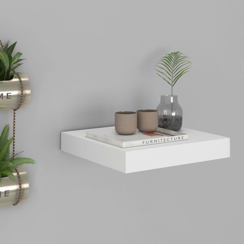 Flytende vegghylle hvit 23x23,5x3,8 cm MDF