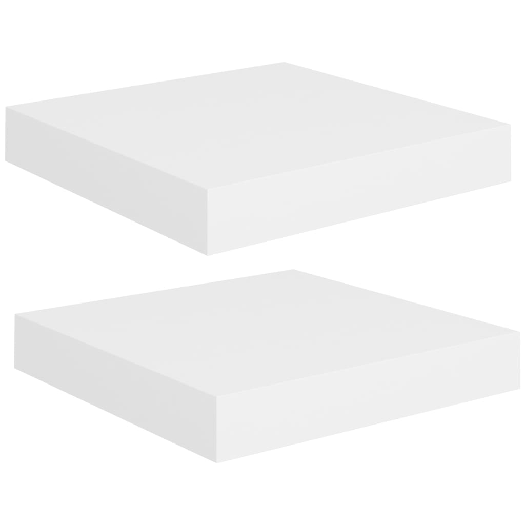 Flytende vegghyller 2 stk hvit 23x23,5x3,8 cm MDF