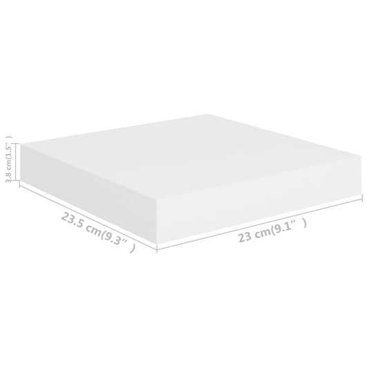 Flytende vegghyller 2 stk hvit 23x23,5x3,8 cm MDF