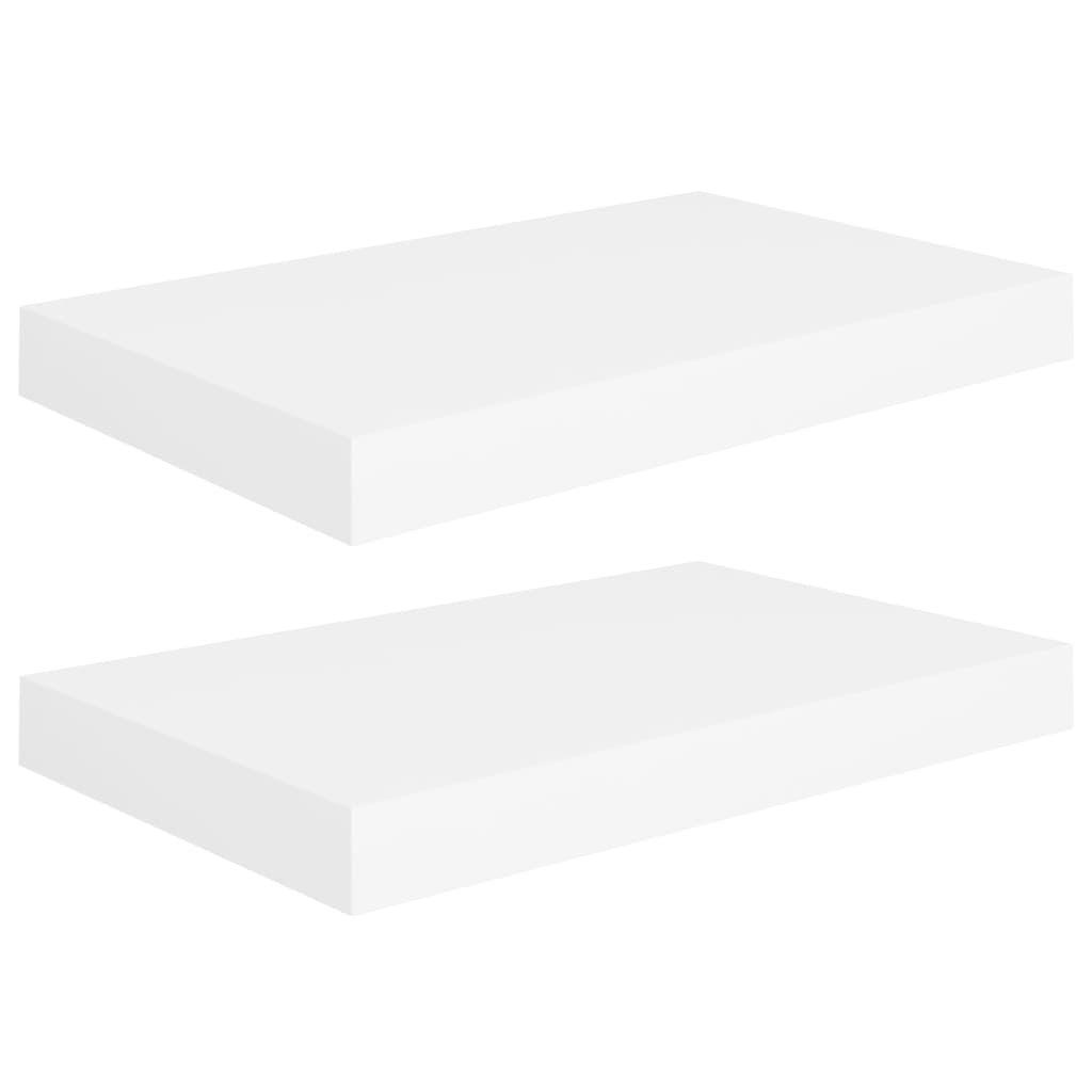 Flytende vegghyller 2 stk hvit 40x23,5x3,8 cm MDF