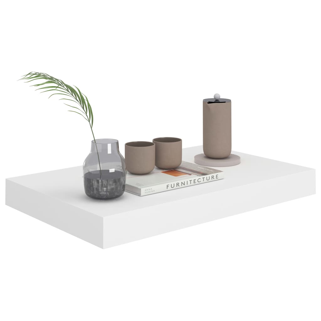 Flytende vegghyller 2 stk hvit 40x23,5x3,8 cm MDF