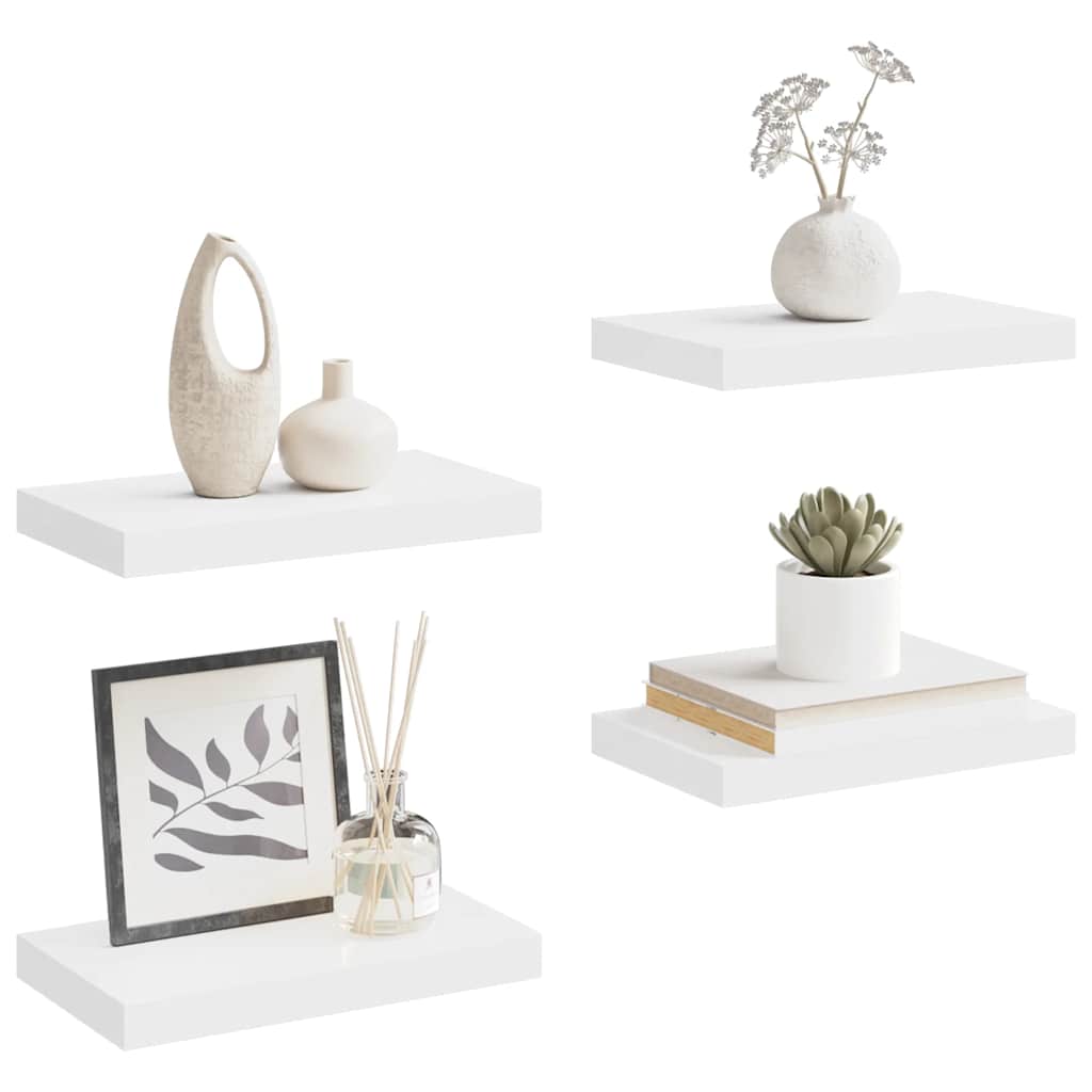Flytende vegghyller 4 stk hvit 40x23x3,8 cm MDF vidaXL