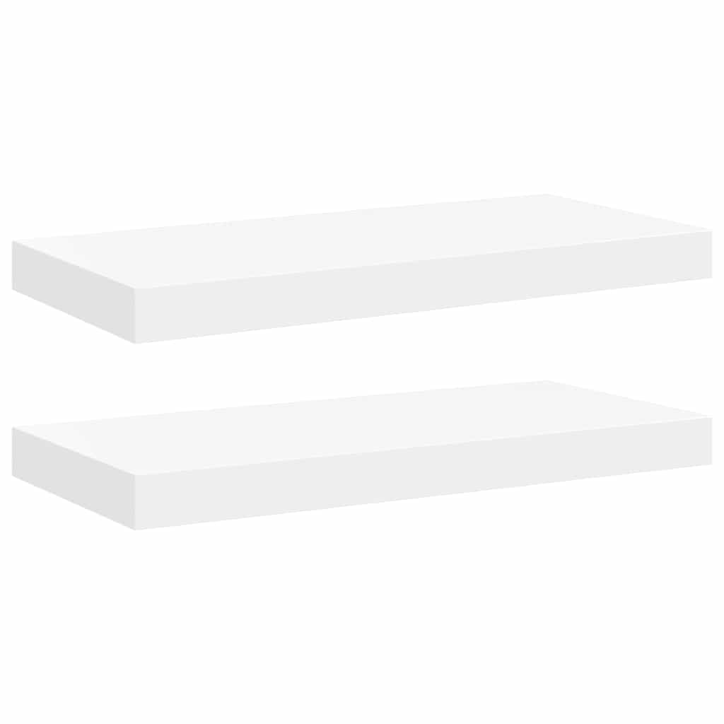 Flytende vegghyller 2 stk hvit 50x23x3,8 cm MDF