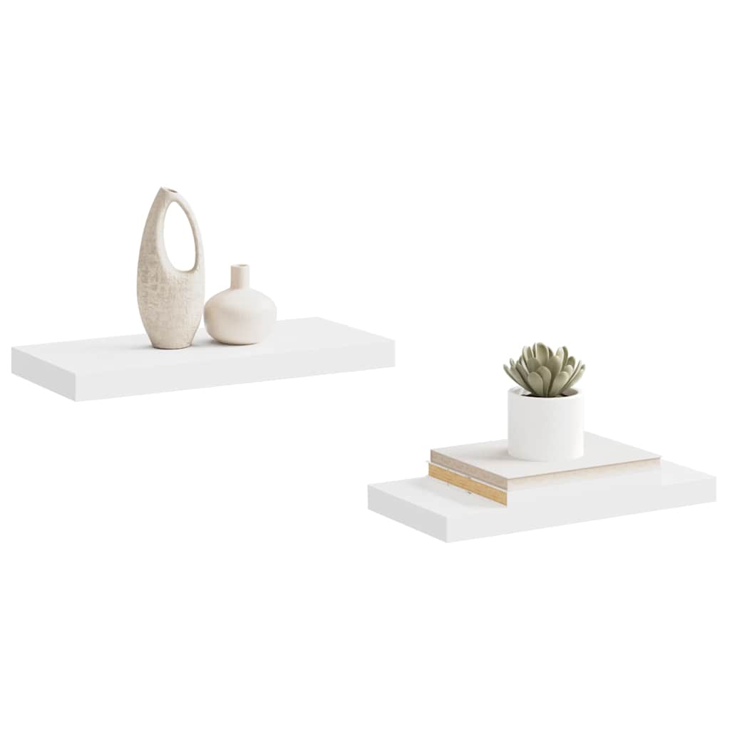 Flytende vegghyller 2 stk hvit 50x23x3,8 cm MDF