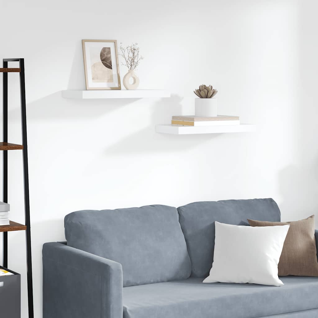 Flytende vegghyller 2 stk hvit 50x23x3,8 cm MDF