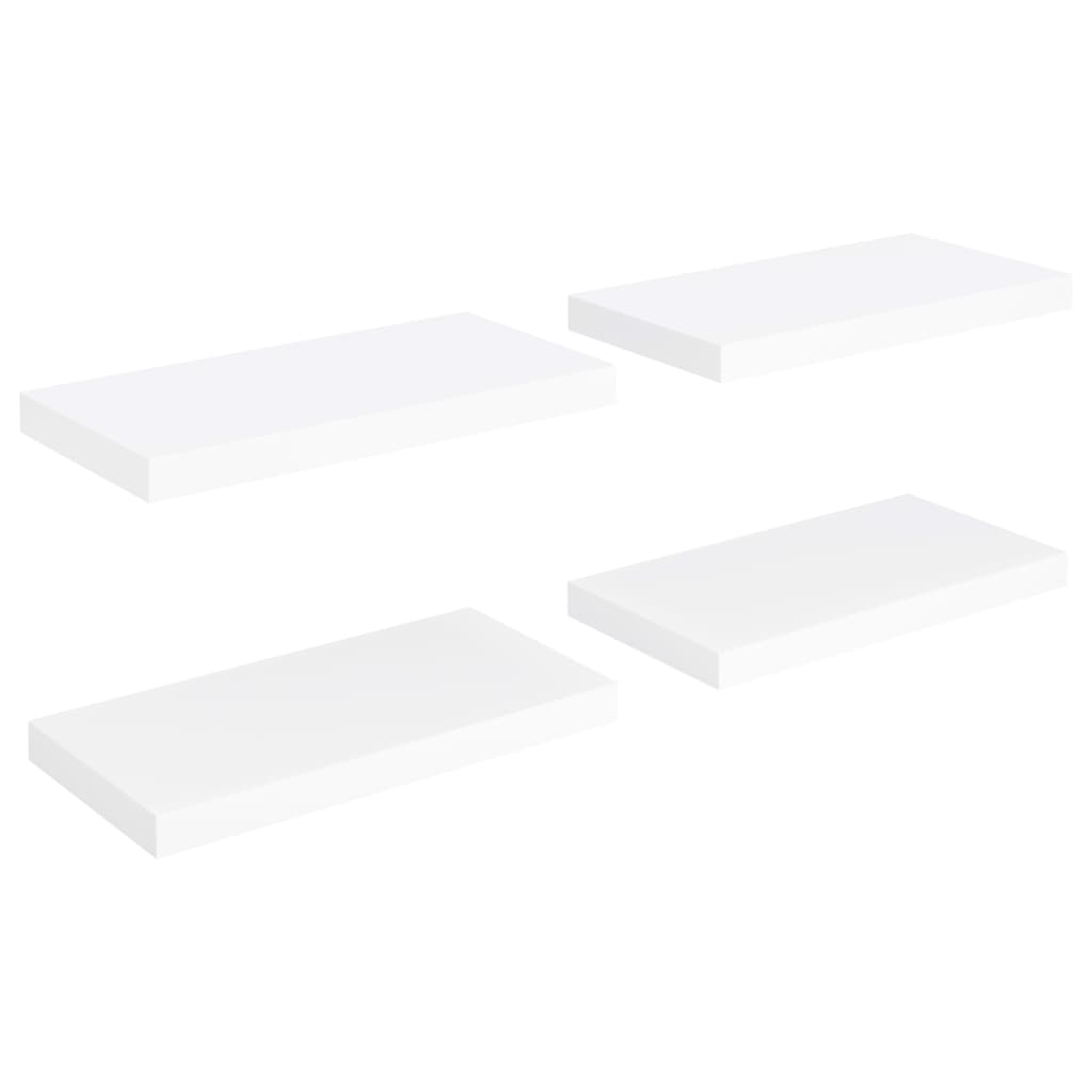 Flytende vegghyller 4 stk hvit 50x23,5x3,8 cm MDF