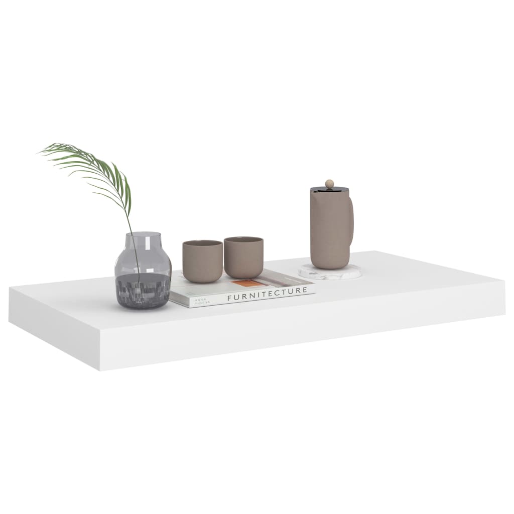 Flytende vegghyller 4 stk hvit 50x23,5x3,8 cm MDF