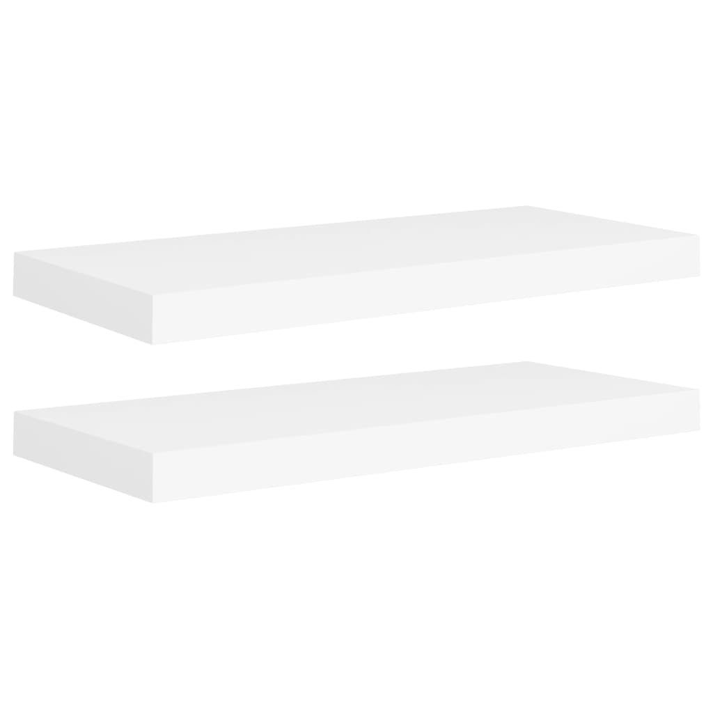 Flytende vegghyller 2 stk hvit 60x23,5x3,8 cm MDF
