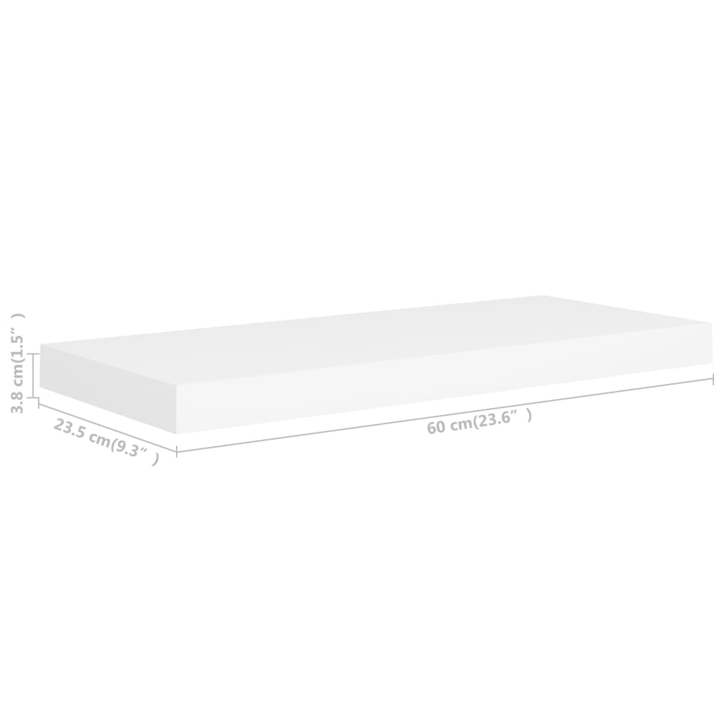 Flytende vegghyller 4 stk hvit 60x23,5x3,8 cm MDF