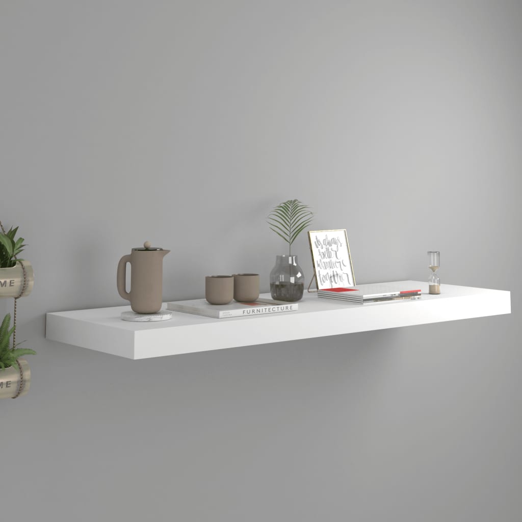 Flytende vegghylle hvit 80x23,5x3,8 cm MDF